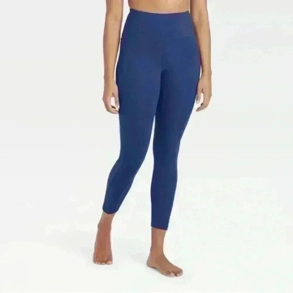 All in Motion Leggings Womens Blue Vibrant Long Mid Rise Active Running NWT - Picture 1 of 11